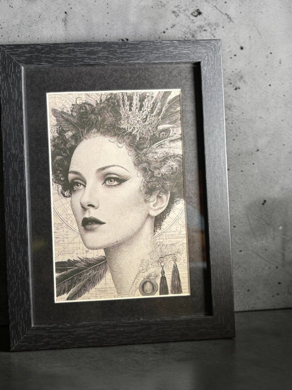 Gothic Woman Portrait Art Print | New 5x7 Framed Decor
